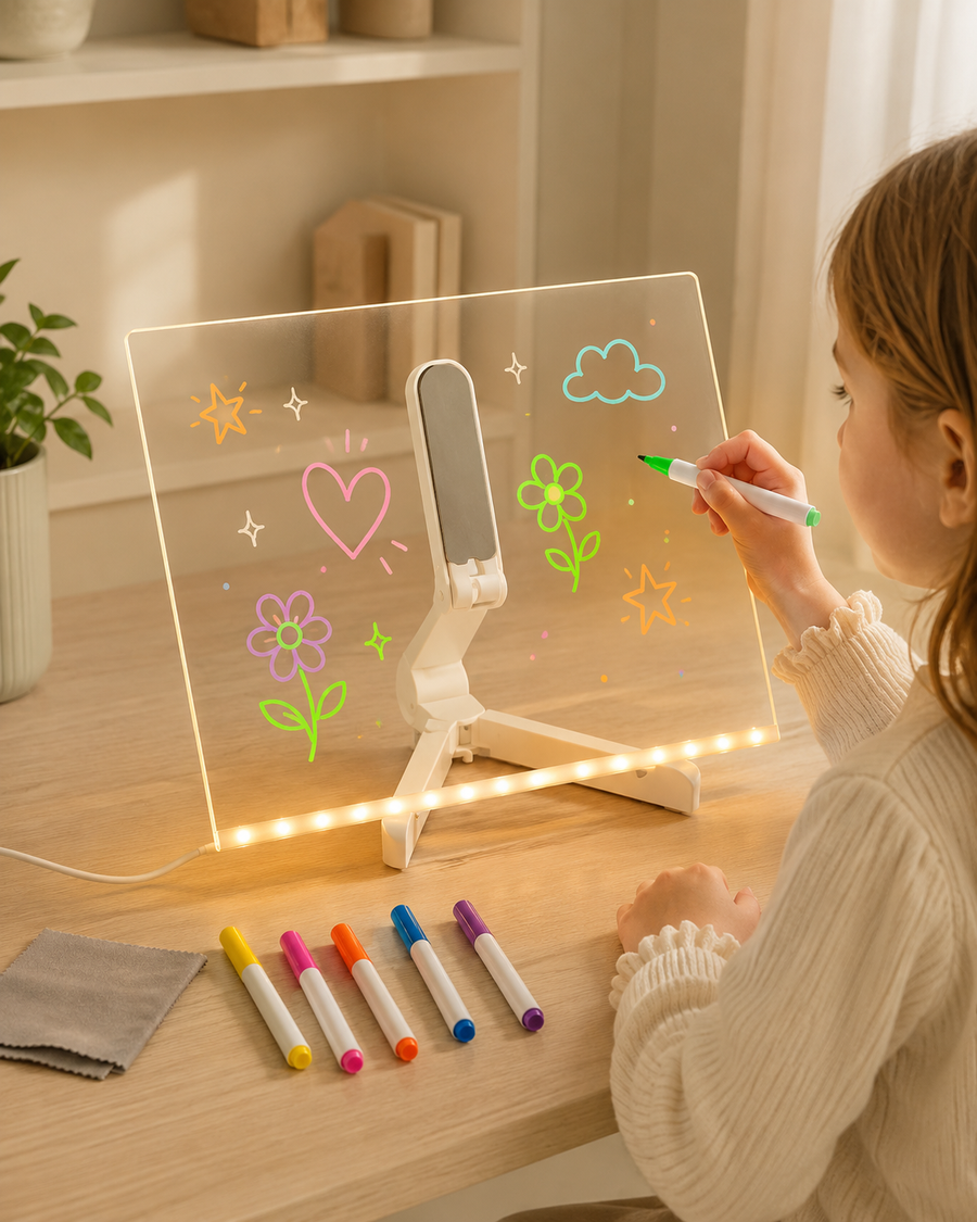Pizarra Led Mágica Infantil Para Dibujar c/ Soporte y Marcadores