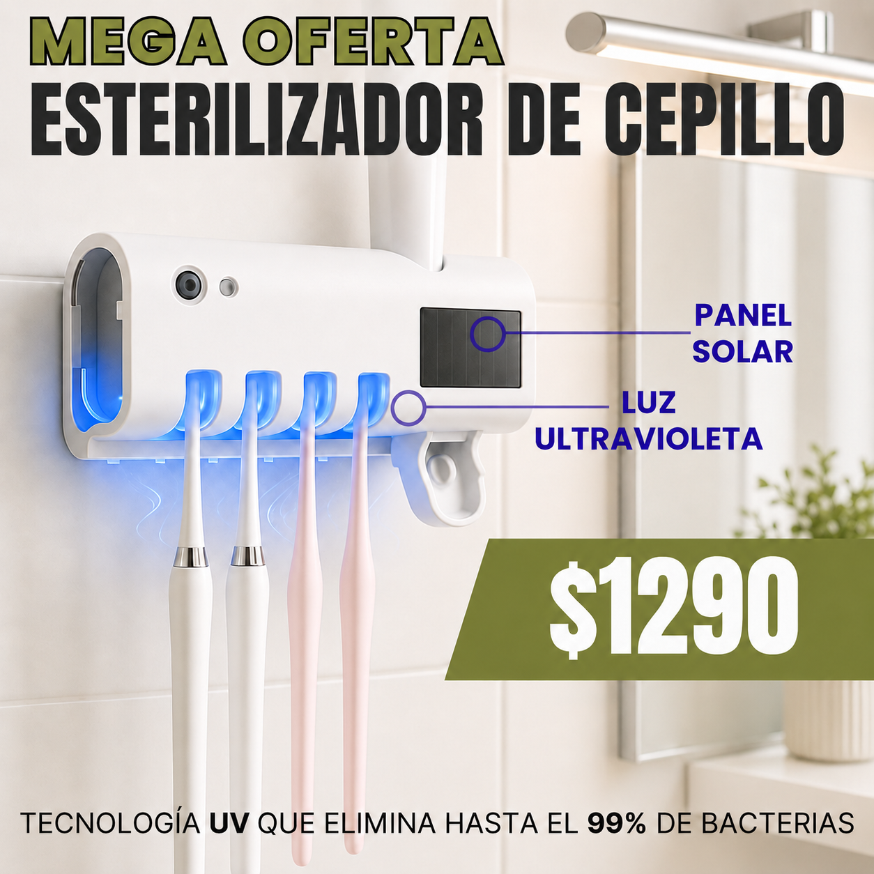 Esterilizador de Cepillos UV Solar 4 en 1